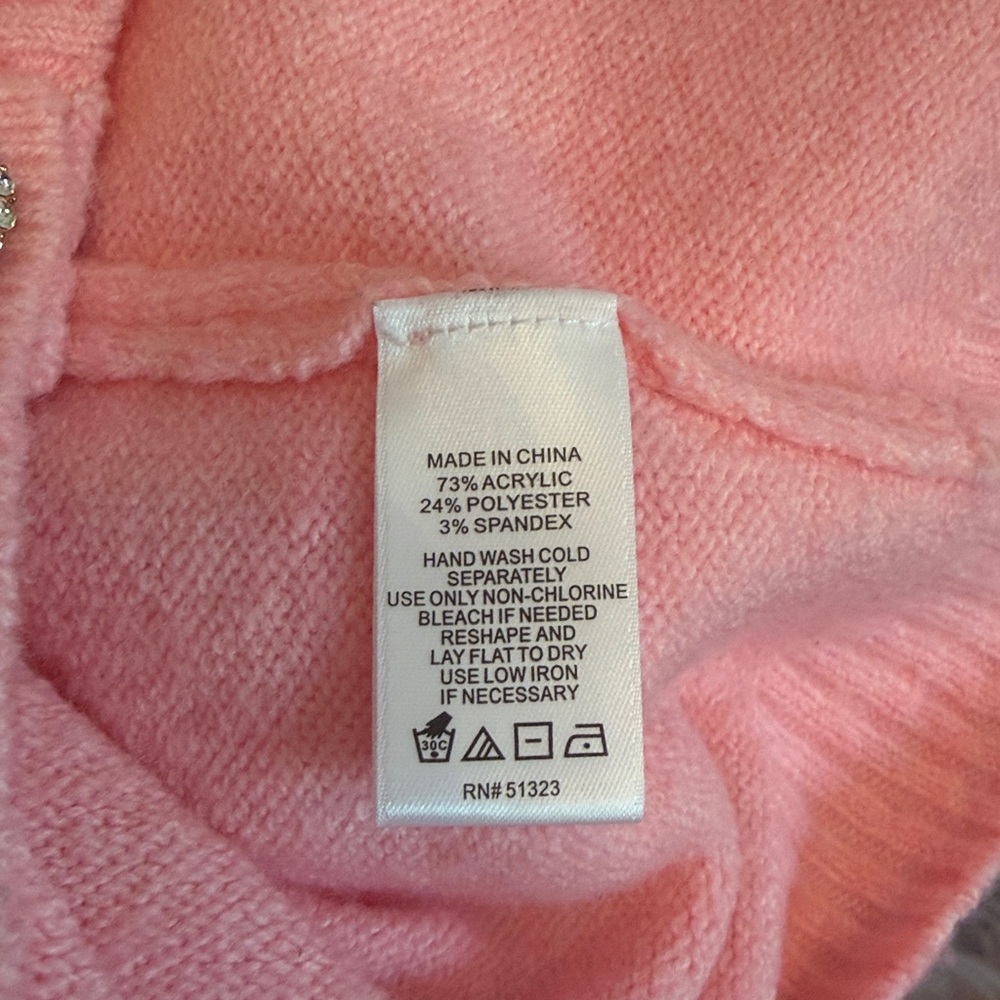 CeCe • Valentine Pink Sweater or Reversible Cardigan with Rhinestone Buttons - Picture 9 of 11